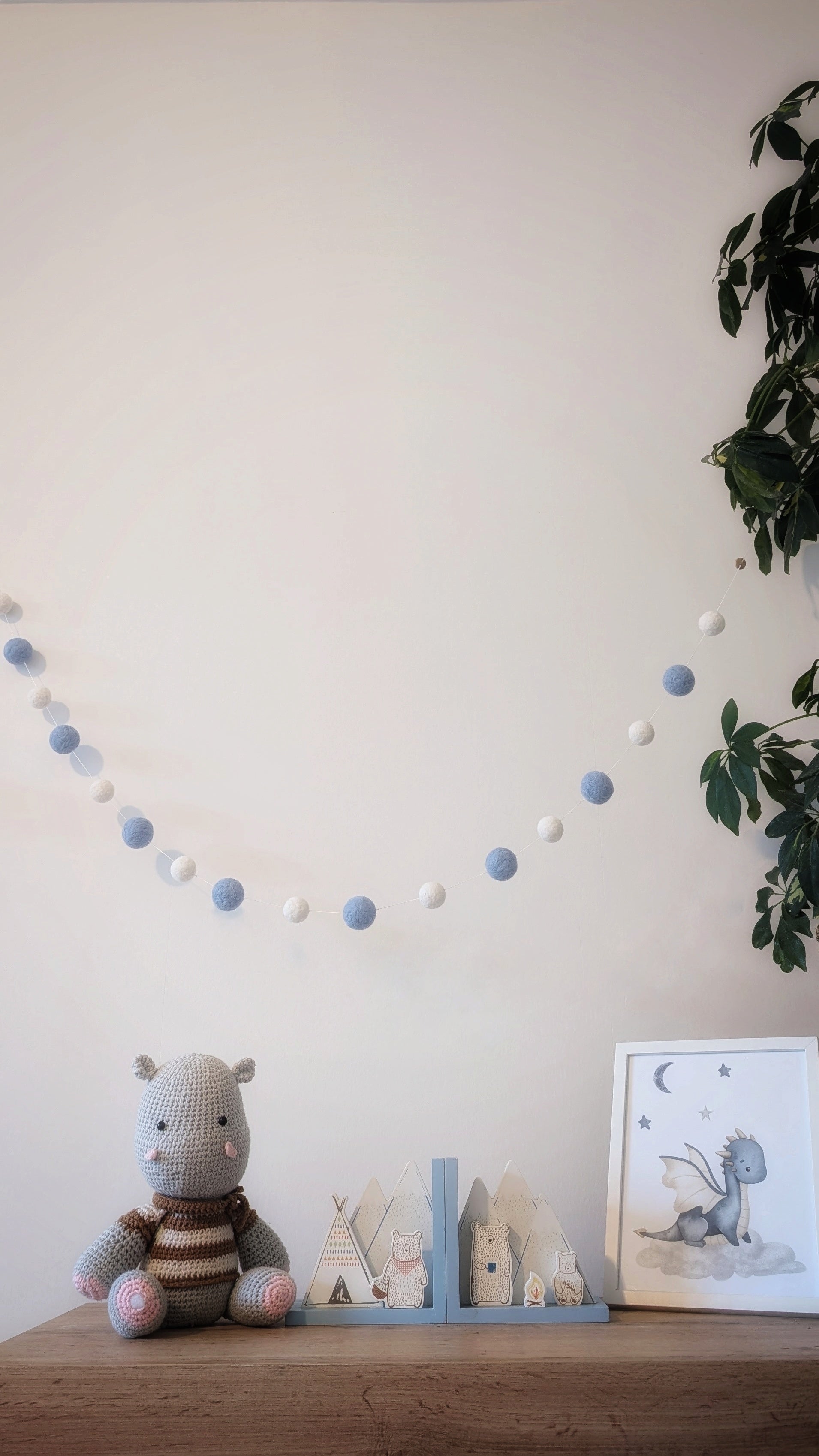 Nursery Bunting, hand felted garland, felted pom pom decor
