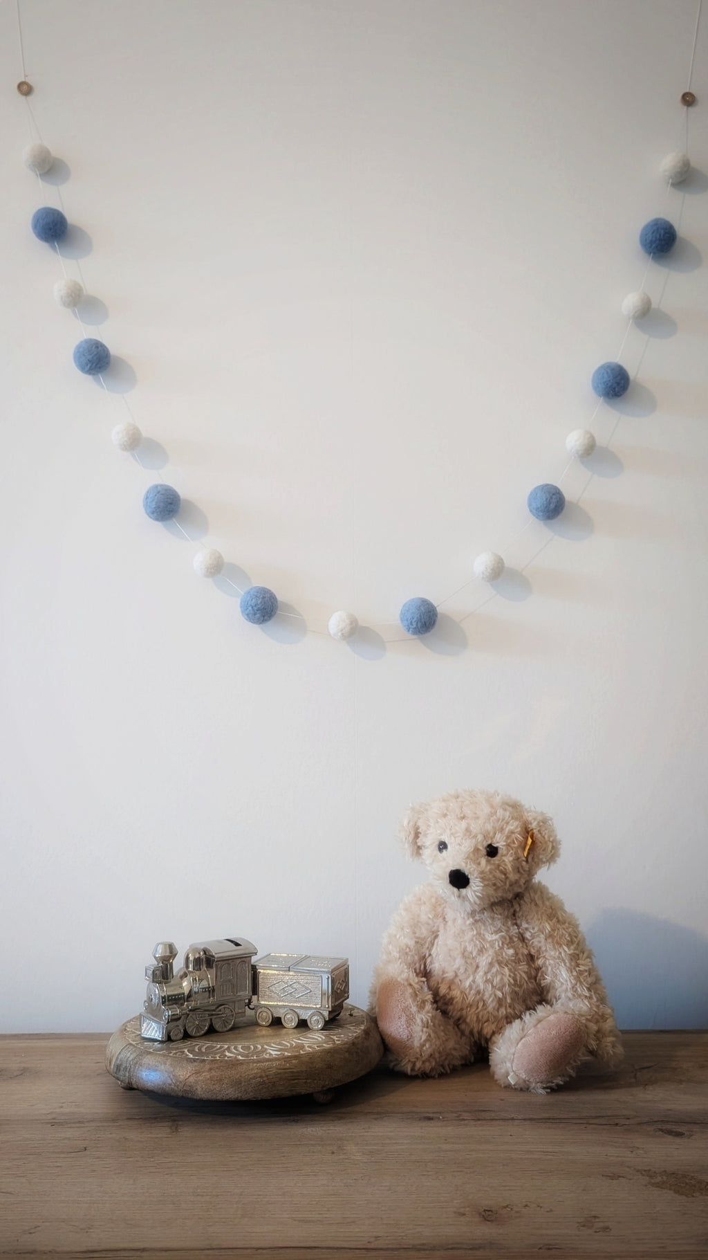 Nursery Bunting, hand felted garland, felted pom pom decor