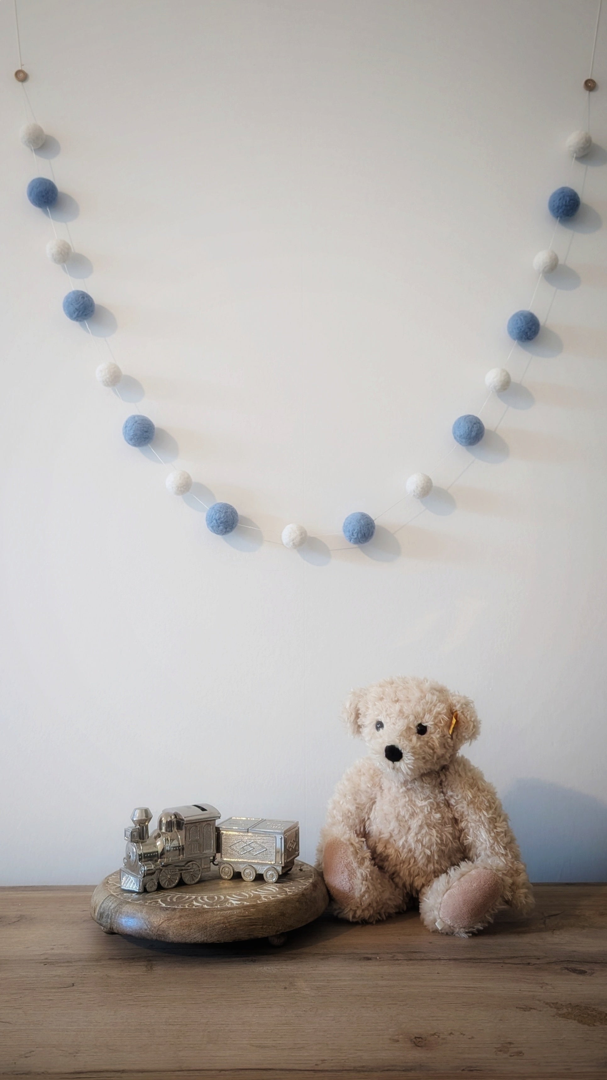 Nursery Bunting, hand felted garland, felted pom pom decor