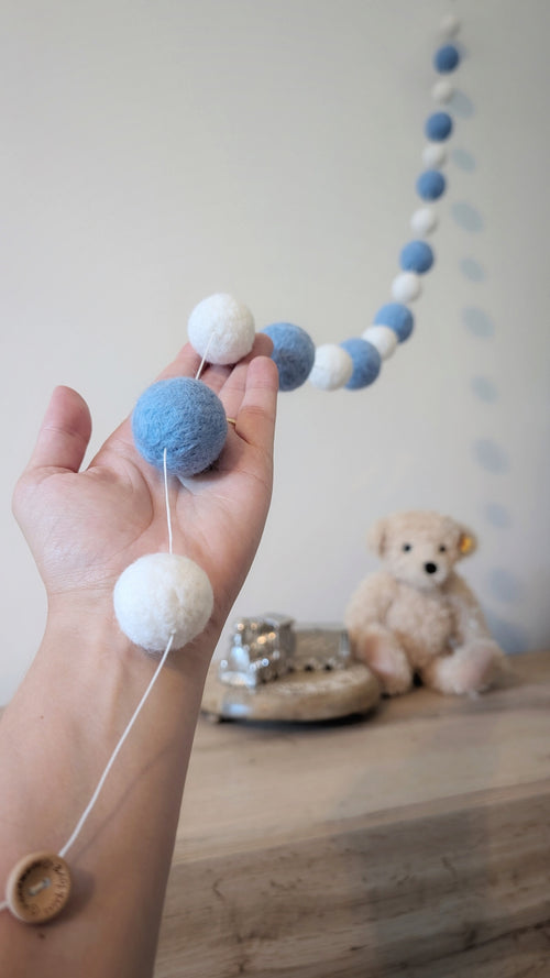Nursery Bunting, hand felted garland, felted pom pom decor