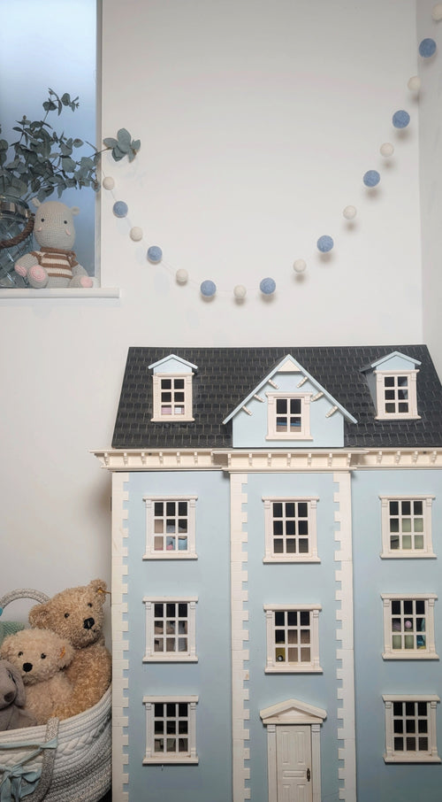 Nursery Bunting, hand felted garland, felted pom pom decor